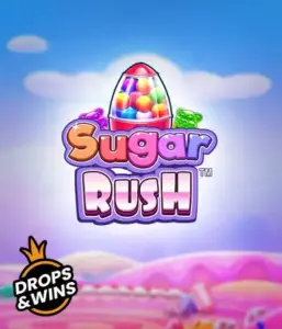 Experience the delightful world of the Sugar Rush slot game by Pragmatic Play, showcasing a bright candy dispenser set against a fantastic candyland background. This graphic evokes the playfulness of the game, highlighted with multicolored candies and charming typography. Great for players seeking a sweet adventure, delivering a delightful gaming experience. 